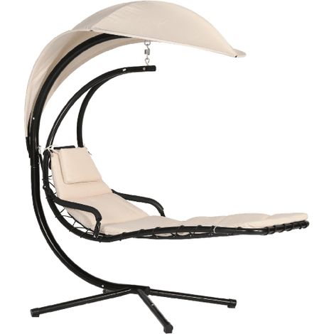 Lit a' bascule avec structure en acier toit et assise en polyester 197x104x200 cm pour terrasse de jardin exte'rieur