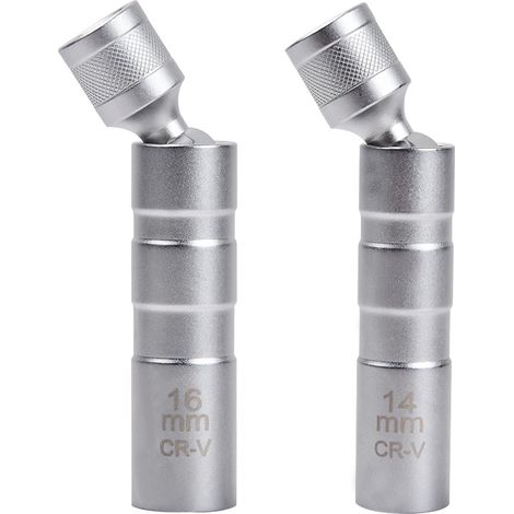 Lot de 2 outils de démontage de bougies d'allumage, clé à bougie magnétique universelle, pour retirer les bougies d'allumage de voiture (14 mm et 16 mm) (1/5)