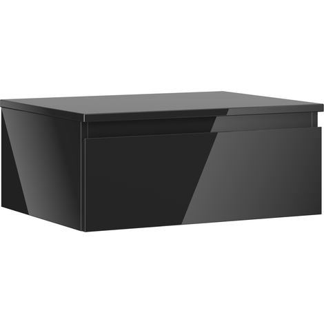 Mexen Orio Badezimmerschrank für Waschbecken 60 cm mit Arbeitsplatte, 1 Schublade, schwarzer Glanz - 91A10-06023-1-BFC70 (1/5)