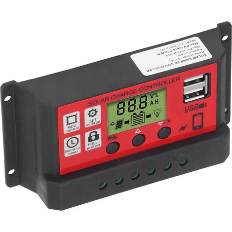 Solar-Laderegler, einstellbar, intelligenter Regler für Solarmodule und Batterien mit LCD-Display, 12 V, 24 V, 30 A (1/5)