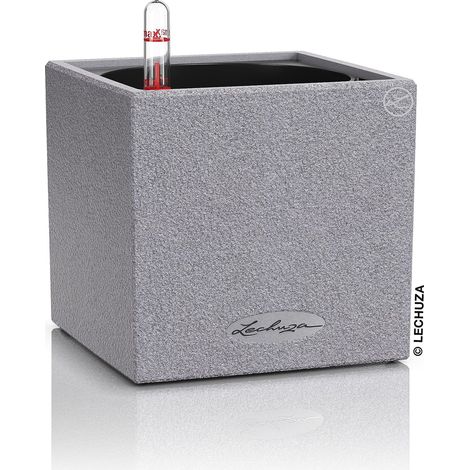 Pot de Fleurs d'Interieur – Canto – Réserve d'Eau Intégrée – Coloris Gris Pierre – 14 x 14 x14 cm (1/5)