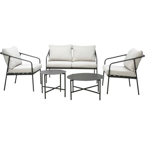 Mobilier de jardin avec deux tables et un canapé, en métal