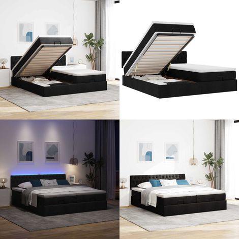 vidaXL Ottoman-Bett mit Matratzen & LEDs Schwarz 160x200 cm Stoff (1/5)