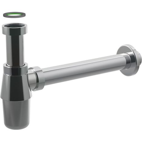 SIFONE SCARICO A BOTTIGLIA IN OTTONE CROMATO SENZA PILETTA PER LAVABO - ATTACCO PILETTA 11/4, SCARICO ø32X250 MM - BON