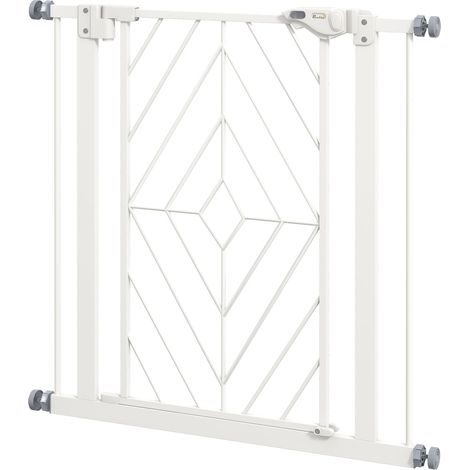 Pressure Fit Stair Gate, Dog Gate,  Auto Closing Door, Double Locking, Easy Installation, Openings 74-80cm - White (1/5)