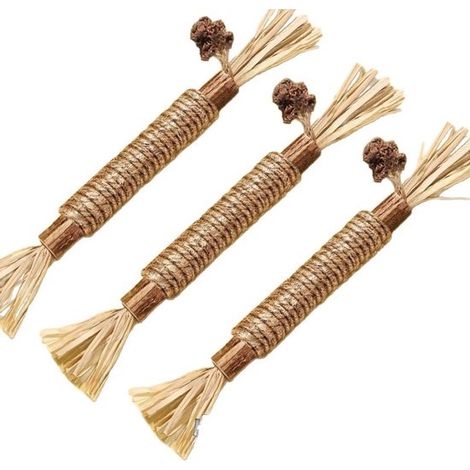 3 bâtons Silvervine naturels 23 cm pour chat/chaton, jouet à mâcher catnip, nettoyage des dents, jeu et détente