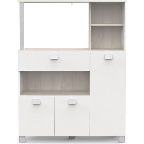 Befara – Garde-manger de cuisine 3 portes 1 tiroir – Dimensions 99,3 x 41,3 x 132,2 cm – Panneau mélamine 15 mm – Rangement optimisé avec 4 niches (1/5)