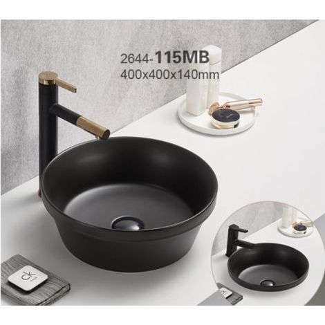 Vasque à poser en céramique noire matte - D 40 cm - Gamme Mada - Livraison gratuite