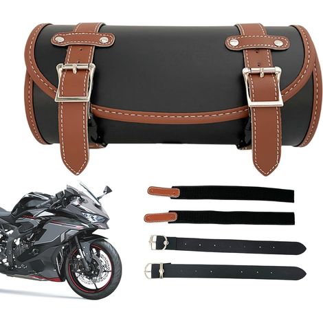 Sac de Moto, Sacs latéraux imperméables en Cuir avec Organisateur, rétro avec Sangles réglables, Sac à Outils de Moto, pour Voyage, Porte-Outils de Guidon, (1/5)