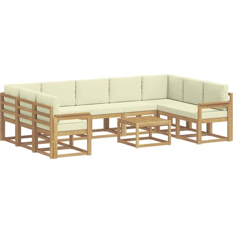 Conjunto de sofás de exterior 10 pcs Blanco y Crema vidaXL (1/5)