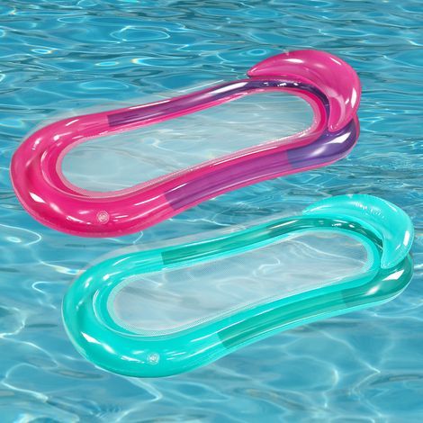 Faltbares PVC-Schwimmbett mit Rückenlehne – Schwimmende Hängematte für Pool und Schlauchboot (transparent türkis, 145 x 75 cm) (1/5)