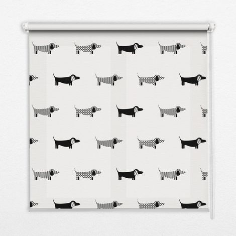 Tenda a Rullo Interna per Finestra - Tenda Filtrante Luce - Tenda Privacy - Tenda Decorativa Rettangolare - Rullo per Interni - (100 cm x 140 cm) - Cani disegnati (1/5)