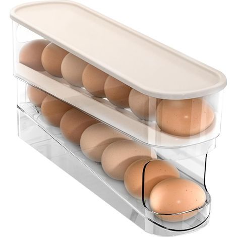 Stockage d'Œufs pour Réfrigérateur - Porte-Œufs Grande Capacité - Plateau Rangement - Conteneur Alimentaire - Blanc (1/5)