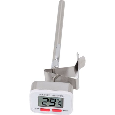 Thermomètre de Cuisson Réglable avec Pince, Grand Écran Détachable en Acier Inoxydable Blanc (1/5)