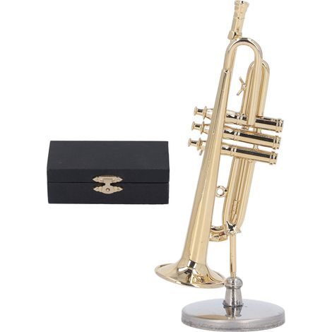 Dekorative Mini-Trompete aus Messing, elegantes Modell mit Ständer für Schreibtisch oder Regal – 9 cm (1/5)