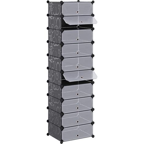 Armoire à Chaussures, Meuble Étagère de Rangement, avec 10 compartiments Noir OIB8442E (1/5)