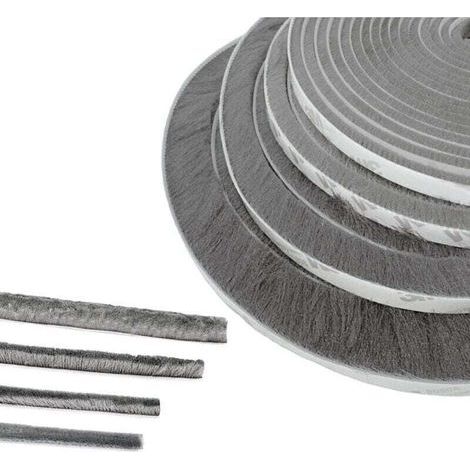Türdichtung mit Bürsten, 5 m (L) x 9 mm (B) x 23 mm (T), Grau, Fensterdichtung zur Schalldämmung von Türen, selbstklebende Bürstendichtung, Bürstendichtung für Schiebetüren, Bürstendichtung für Moskit (1/4)