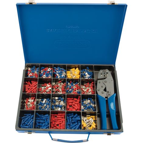 Draper Expert Ratchet Crimping Tool and Terminal Kit (Model 56383) – 220mm Professional Crimping Tool with Comprehensive Terminal Set