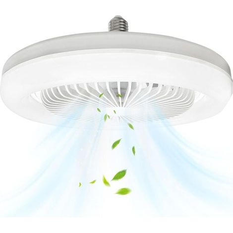 Ventilateur de plafond silencieux avec lumière intégrée E27 30 W, 3 vitesses, design fermé et moderne, idéal pour salon ou chambre (1/5)
