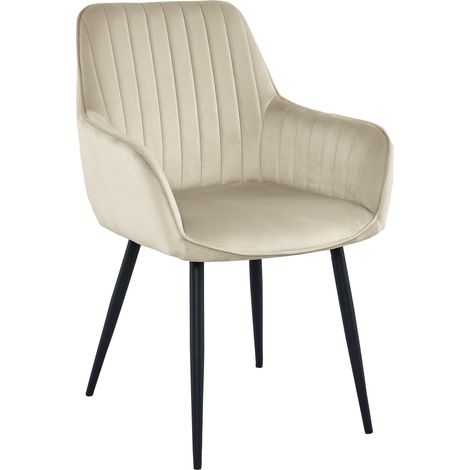 Silla SOLDEN - terciopelo beige / patas negras x 1 (1/5)
