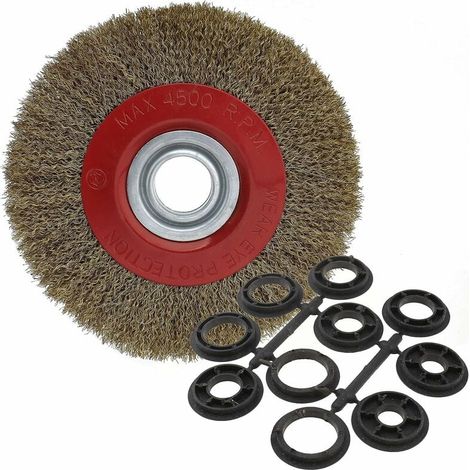 Brosse circulaire en acier pour nettoyer touret à meuler, diamètre 125 mm/150 mm/200 mm, 200mm (1/4)