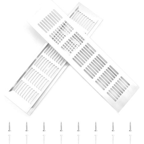 Grille De Ventilation - Aluminium Anodisé Mat - 300 X 80 Mm - Pour Mur Plafond Conduit De Ventilation - Lot De 2 (1/5)