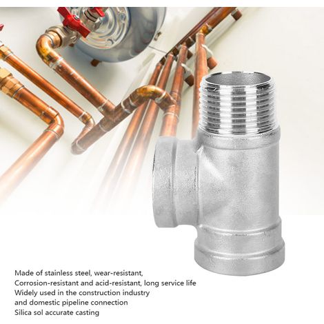 Raccord en T à 3 voies filetage G1 pouce en acier inoxydable 304 pour tuyauterie quincaillerie (1/5)