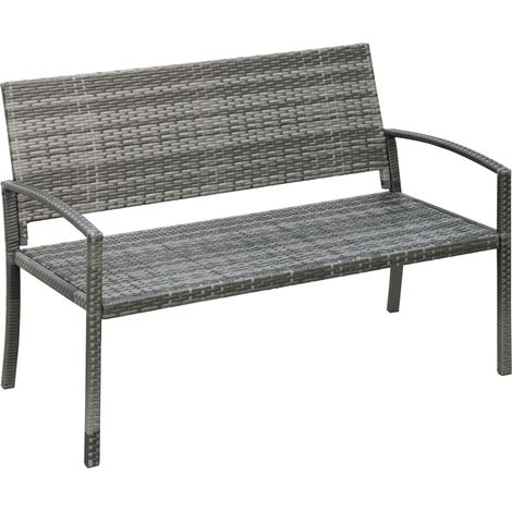 Panchina da giardino effetto rattan in acciaio grigio per 2 persone (1/5)