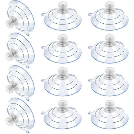 Ventouses en PVC transparent – Lot de 12 avec vis métalliques – Fixation ultra-solide sur surfaces lisses – Charge élevée 60M5-10 (1/5)