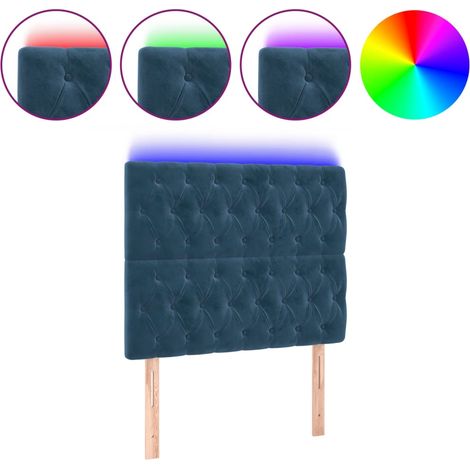 Tête de lit,Panneau décoratif à LED Bleu foncé 100x7x118/128 cm Velours CFW7550208 (1/5)
