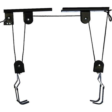 Ascenseur à vélo pour plafond – Capacité 20 kg – Crochets en caoutchouc – Mécanisme de verrouillage – Hauteur max 4 m (1/5)