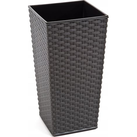 Lamela Blumentopf, stehend, quadratisch, grau, 30x30x57 cm, 1 Stück. (1/5)