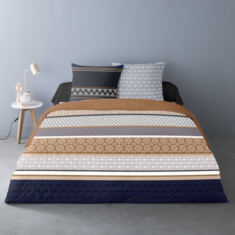 Housse de couette 240x220 LOGAN + 2 taies Percale de coton (1/3)