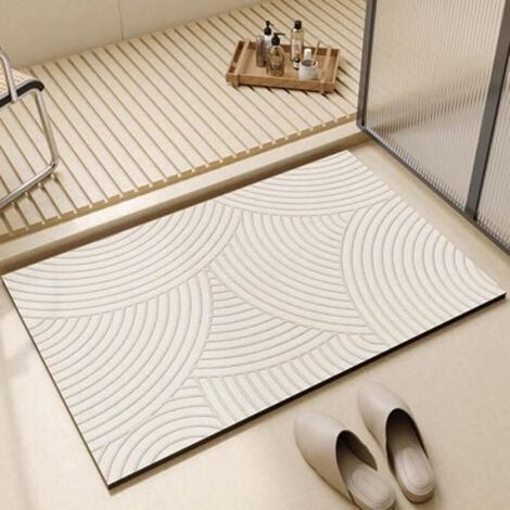 Tapis de salle de bain diatomite microfibre super absorbant à quatre couches lavable version améliorée pour portes de salle de bain 40 x 60 cm