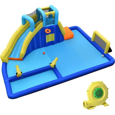 Wasserpark 6 in 1 hupfburg mit geblase wasserdusen rutsche 525 x 373 x 203 cm