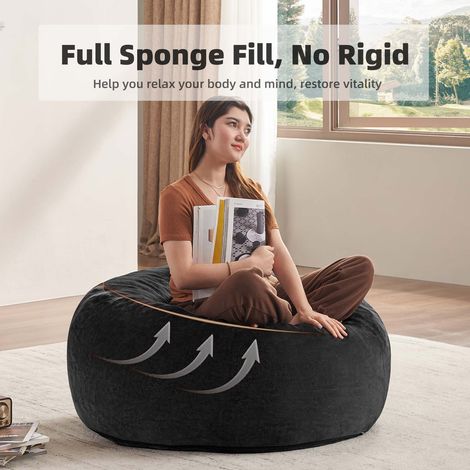 Pouf géant 90 cm pour adulte, fauteuil poire confortable pour lecture, chambre, salon et balcon (1/5)