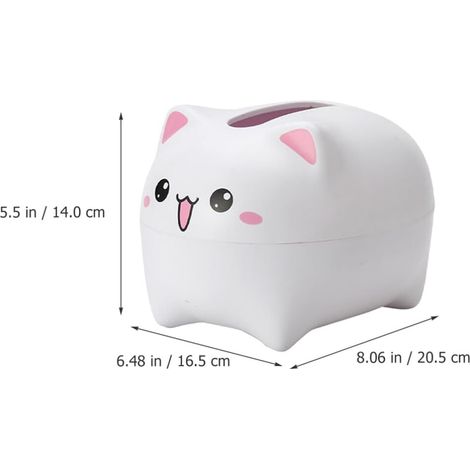 Caja de pañuelos de papel con diseño de gato kawaii, dispensador de pañuelos de papel para oficina, hogar y decoración de oficina, compacto y ligero.