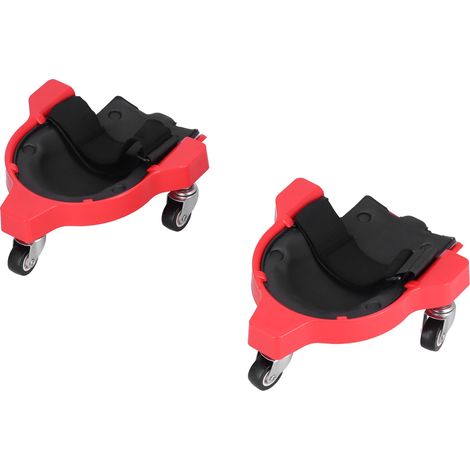 Lot de 2 genouillères à roulettes en ABS, multifonctionnelles, avec roulettes universelles pour une installation au sol (rouge). (1/5)