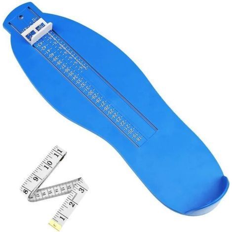 Metro a nastro per misurare i piedi di bambini e adulti - Dispositivo per misurare i piedi e determinare le taglie di scarpe dalla 18 alla 47, con nastro di misurazione da 1,5 m - Blu (1/4)