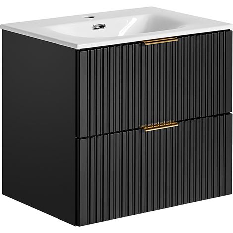 Meuble simple vasque encastrée 60cm Adriel Noir