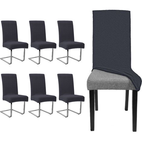 SWANEW 6 pezzi Copri sedia da pranzo espandibile Facile da pulire e durevole Decor Grigio (1/5)