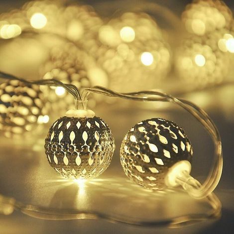 10 Guirlande lumineuse solaire, 1,5 m, boules LED marocaines, étanche IP65, éclairage décoratif extérieur/intérieur (1/5)