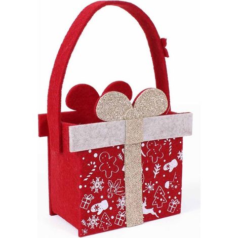 Borsina in feltro rosso Pacco Dono, 12x7H12 cm (kit da 10) (1/4)
