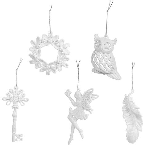1 lot de 10 mini pendentifs à paillettes exquis et ravissants pour Noël (blancs)-15.5x7x3cm-White (1/3)