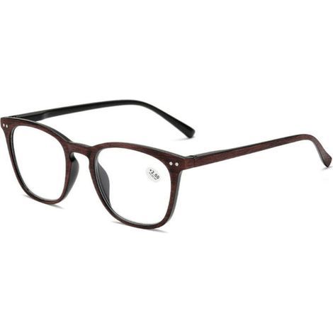 pair Lunettes de lecture, lunettes carrées rétro en grain de bois pour personnes âgées (1/4)