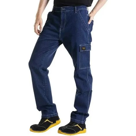 Pantalon de travail homme bleu TG 52 style charpentier stretch bioclimatique