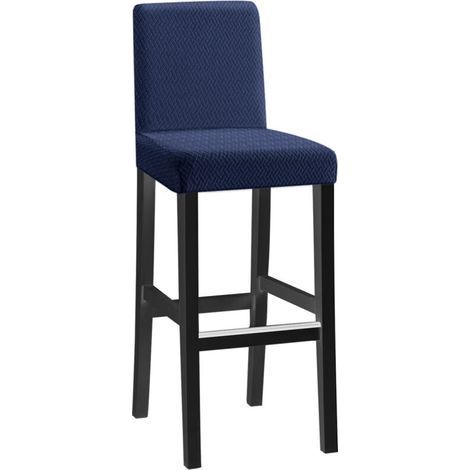 4pcs short back long check pattern jacquard chair cover - navy, one piece stretch chair cover, modern and durable, suitable for home hotel restaurant banquet kitchen decoration (1/5)