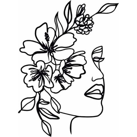 Abstract metal wall art of a woman - Minimalist silhouette - Decorative wrought iron painting - Black wall decoration 30x40.4cm (1/5)