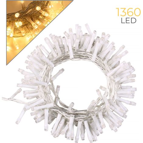 CATENA DI LUCI DI NATALE DA 1360 LED GIALLI CON CAVO TRASPARENTE E TRASFORMATORE 36V - PERFETTA PER EVENTI E FESTE (1/5)