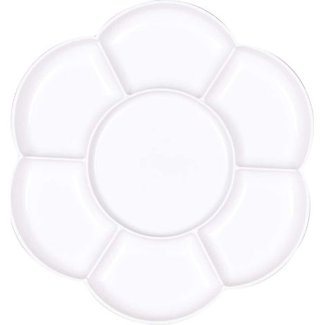 3 Palettes En Plastique De Peinture Florale (blanche, 16,2 Cm De Diamtre) Avec 7 Puits Pour La Peinture Et Les Projets D'art Et D'artisanat Pour E (1/5)